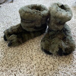 Carters boys dark green monster feet slippers